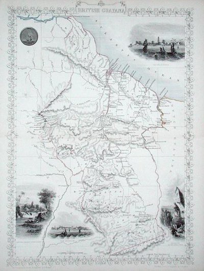 Brits Guyana, uit een Serie Wereldkaarten gepubliceerd door John Tallis & Co., New York & Londen door John Rapkin