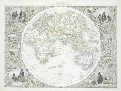 Oostelijk Halfrond, uit een Serie Wereldkaarten gepubliceerd door John Tallis und Co., New York und London, 1850s door John Rapkin