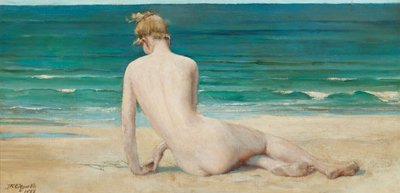 Naakt zittend aan de kust door John Reinhard Weguelin