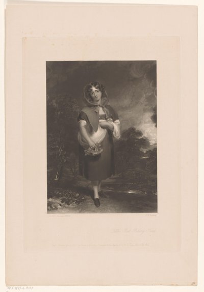 Jonge vrouw met kap en een mand in een landschap door John Richardson Jackson