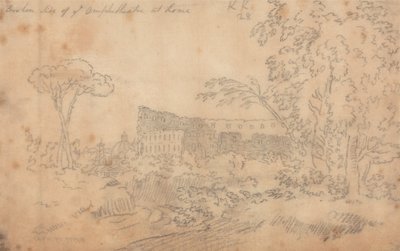 Gebroken kant van het amfitheater in Rome door John Robert Cozens
