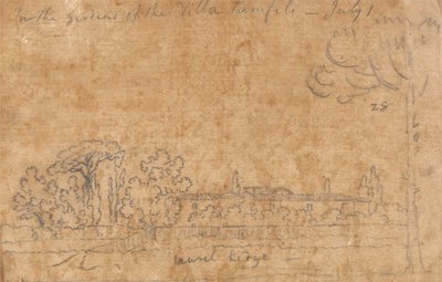 In de tuinen van de Villa Pamphili, 1 juli door John Robert Cozens