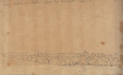 Koninklijk Paleis in Portici vanaf de Boschetto, 2 september door John Robert Cozens