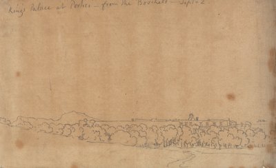 Het paleis van de koning in Portici vanaf de Boschetto, 2 september door John Robert Cozens