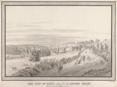 De stad Bath gezien vanaf de London Road door John Robert Cozens
