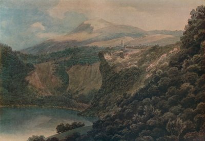Het meer en de stad Nemi door John Robert Cozens