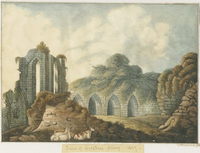 Croxden Abdij: aquarel schilderij door John Robert Fernyhough