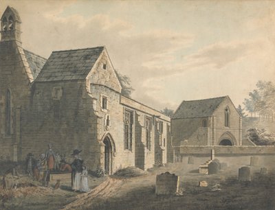 Kerk, kerkhof en figuren (Het kerkhof) door John Roe of Warwick