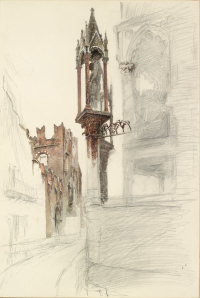 Studie van een Niche rondom het Graf van Cansignorio della Scala in Verona door John Ruskin