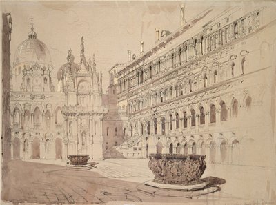 Het hof van het Ducale Paleis, Venetië door John Ruskin
