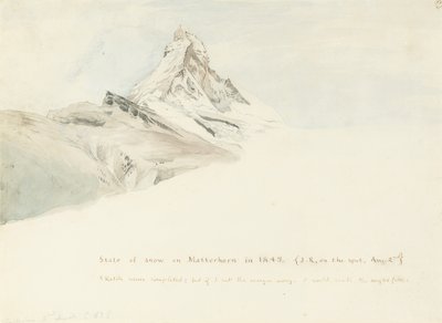 De Matterhorn, Zwitserland, vanuit het Noordoosten, 1849 door John Ruskin