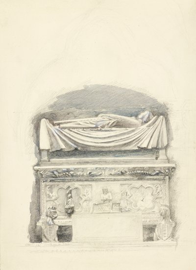 Het sarcofaag en de beeltenis van het graf van Cangrande I della Scala, Verona, 21 mei-1 juli 1869 door John Ruskin