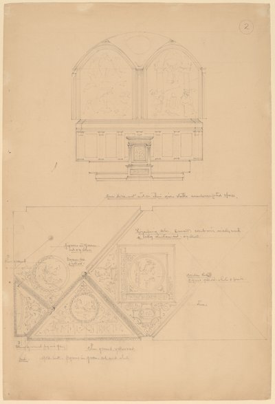 Studie van een Altaarstuk en Plafondpanelen door John Russell Pope