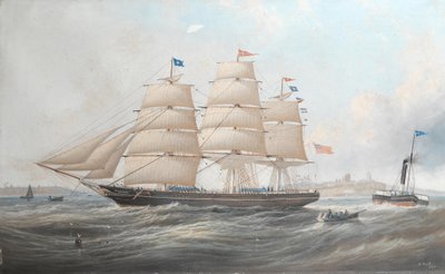 Het schip Utinia bij Tynemouth door John Scott