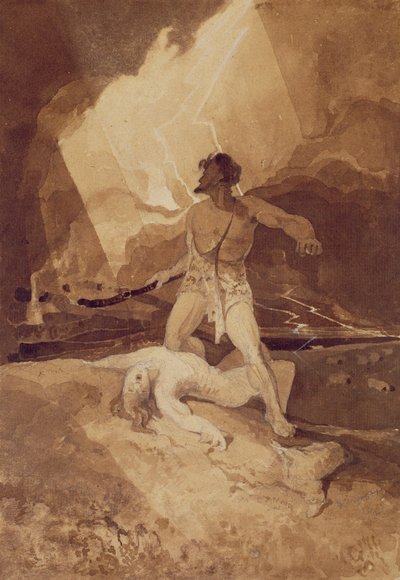 Kaïn en Abel, 1800-03 door John Sell Cotman