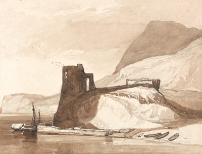 Kustlandschap met een kasteel door John Sell Cotman
