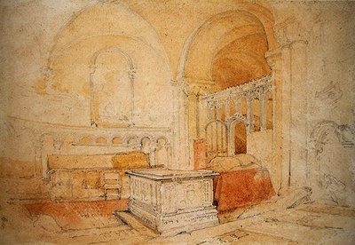 Interieur van de kathedraal van Norwich door John Sell Cotman