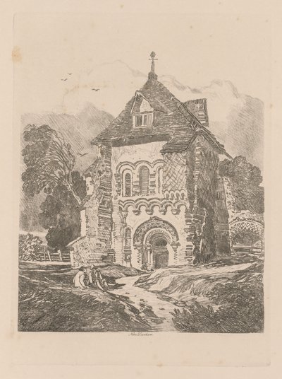 Liber Studiorum: Plaat 36, Kerk bij Durham door John Sell Cotman