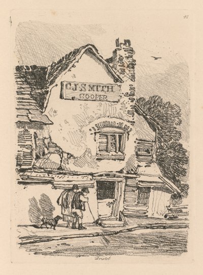 Liber Studiorum: Plaat 41, Huis in Bristol door John Sell Cotman