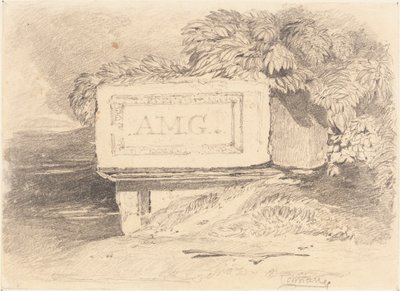 Verwoest graf met inscriptie "A.M.G." door John Sell Cotman