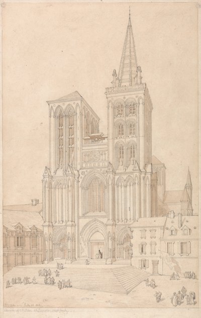 Sint Pieter in Lisieux, Normandië: Westelijke voorkant door John Sell Cotman