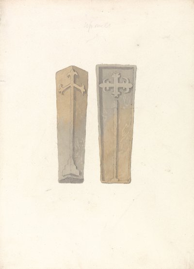 Studies van twee doodskistdeksels uit Norfolk-kerken door John Sell Cotman