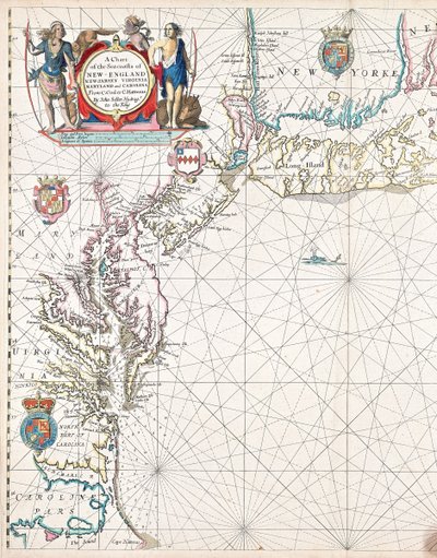 Een kaart van de zeekusten van New England, New Jersey, Virginia, Maryland en Carolina van Cape Cod tot Cape Hatteras door John Seller