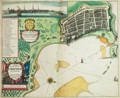 Een kaart van de stad en haven van Tripoli in Barbarije door John Seller