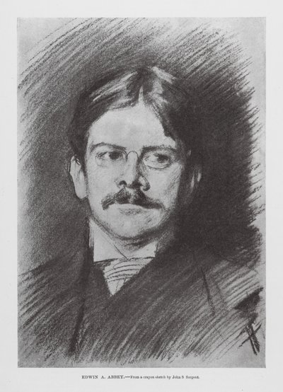 Edwin A Abbey (gravure) door John Singer (after) Sargent