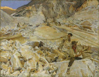 Marmer naar Beneden Brengen van de Groeven naar Carrara, 1911 door John Singer Sargent