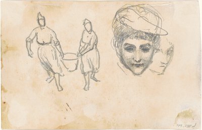 Studies van boeren [verso], 1870-1872 door John Singer Sargent