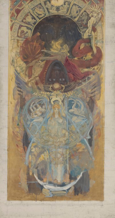 Studie voor de muurschilderingen van de Boston Public Library: Ontwerp voor een boog door John Singer Sargent