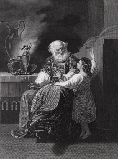Samuel voor Eli (gravure) door John Singleton (after) Copley