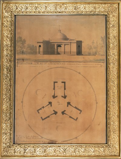 Opstand en Plan van een Hondenhok, 1779 door John Soane