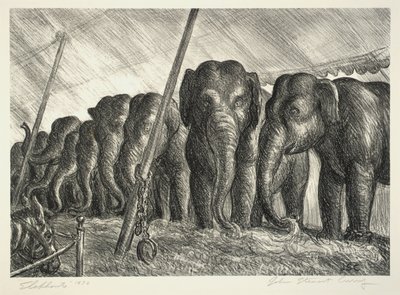 Circus Olifanten door John Steuart Curry