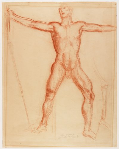 Studie voor de figuur van John Brown in het muurschildering "Tragic Prelude" voor het Kansas Statehouse door John Steuart Curry