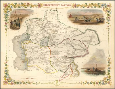 1851 kaart van onafhankelijk Tartarije door John Tallis door John Tallis
