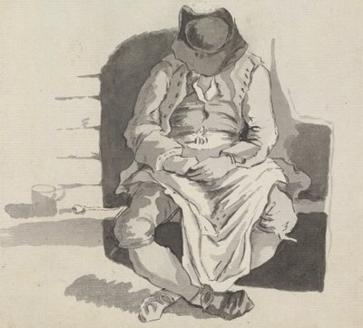 Studie van een slapende man op een bank door John Taylor