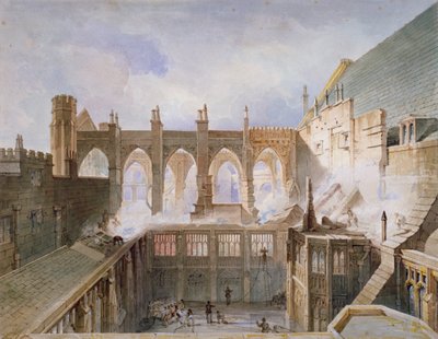 Uitzicht op de vernietiging van de St. Stephen
