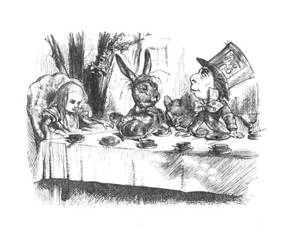 Alice op het theekransje van de Gekke Hoedenmaker, 1889 door John Tenniel