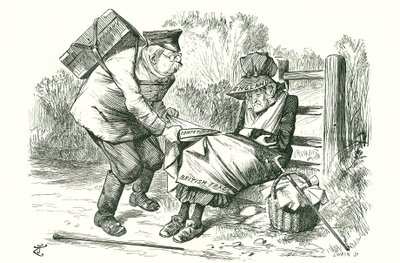 Duitsland steelt de positie van Groot-Brittannië als wereldleider in handel en productie. Cartoon door John Tenniel uit Punch, 5 september 1896. door John Tenniel