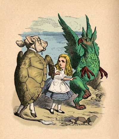 De Mock Turtle, Alice en de Gryphon, 1889 door John Tenniel