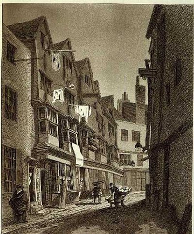 Zicht op het Zuidelijke Uiteinde van Thieving Lane (de laatste jaren Bow Street genoemd), getekend 1807, gegraveerd door W.M. Fellows, uitgegeven 1807 (gravure) door John Thomas (after) Smith