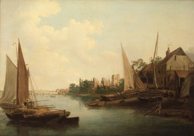 De Theems bij Lambeth, ca. 1810 (olieverf op doek) door John Thomas Serres