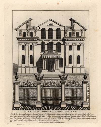 Monmouth House, Soho Square, gesloopt in 1773 door John Thomas Smith