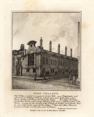 Sion College, bij London Wall, nabij Cripplegate door John Thomas Smith