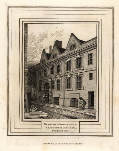 De hoofd- of straatingang naar Leathersellers Hall, gesloopt in 1799 door John Thomas Smith