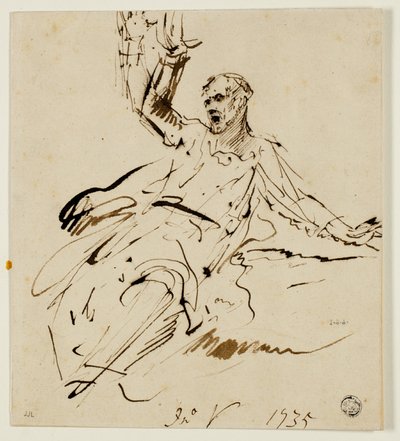 Zittende Mannelijke Figuur met Opgeheven Arm door John Vanderbank