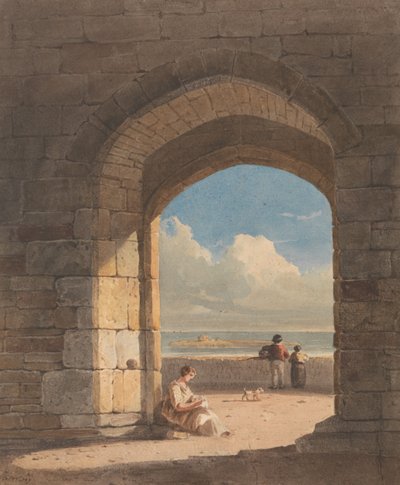 Een boog op Holy Island, Northumberland door John Varley