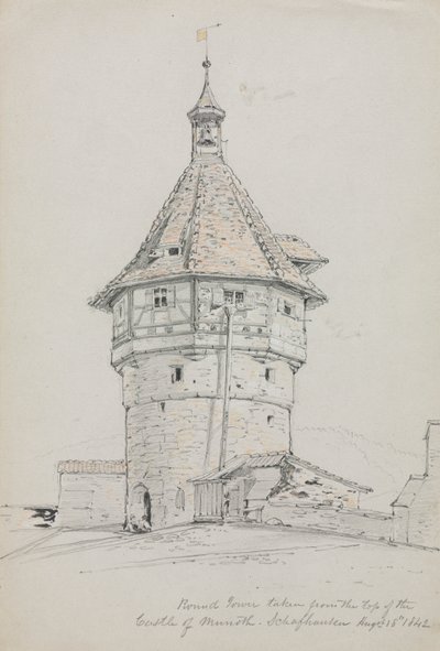 Ronde toren, kasteel van Munoth, Schaffhausen, Zwitserland door John William Casilear